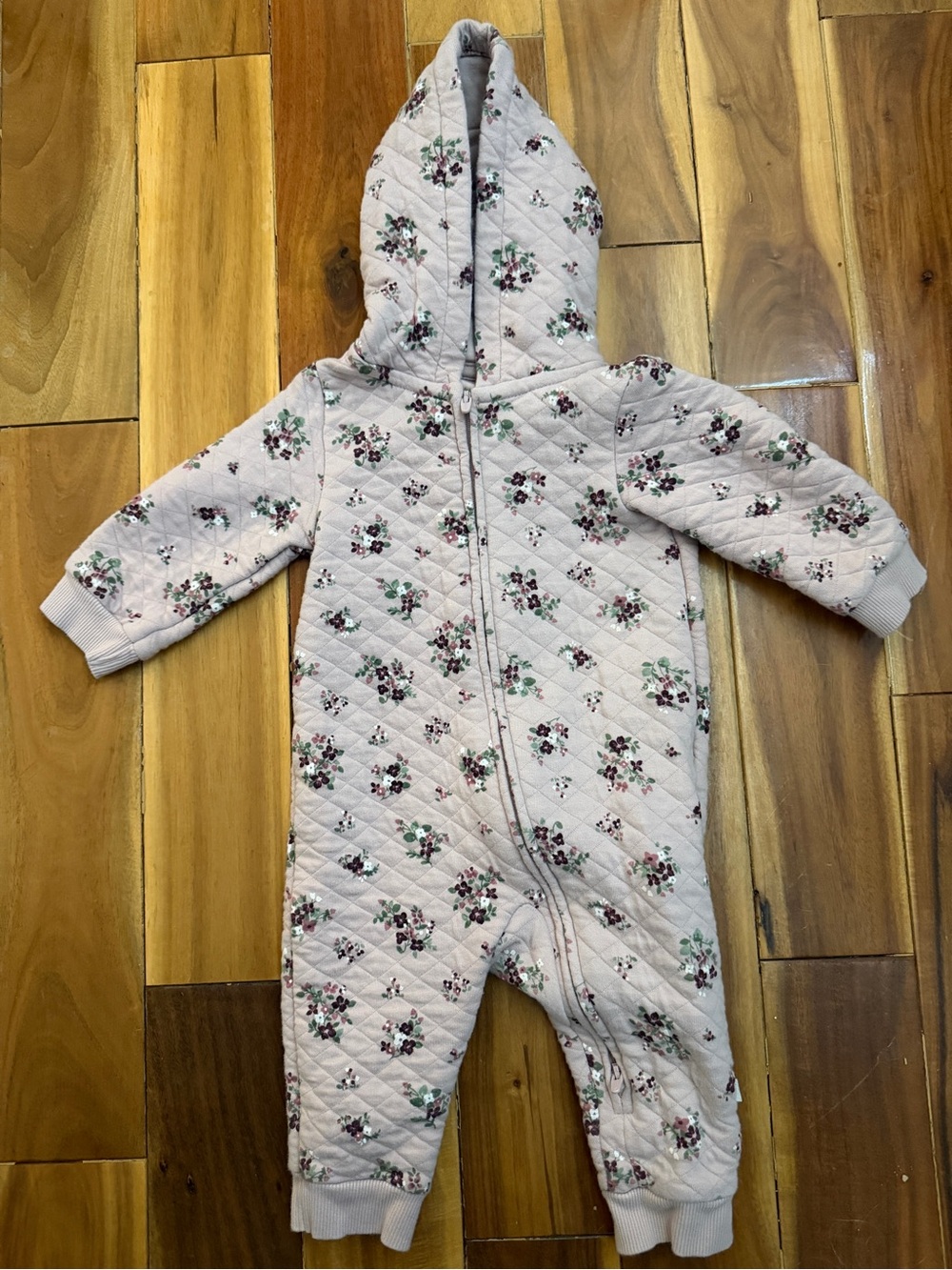 Little Planet Carters Baby 6m Quilted Hooded One-Piece in Light Purple Floral